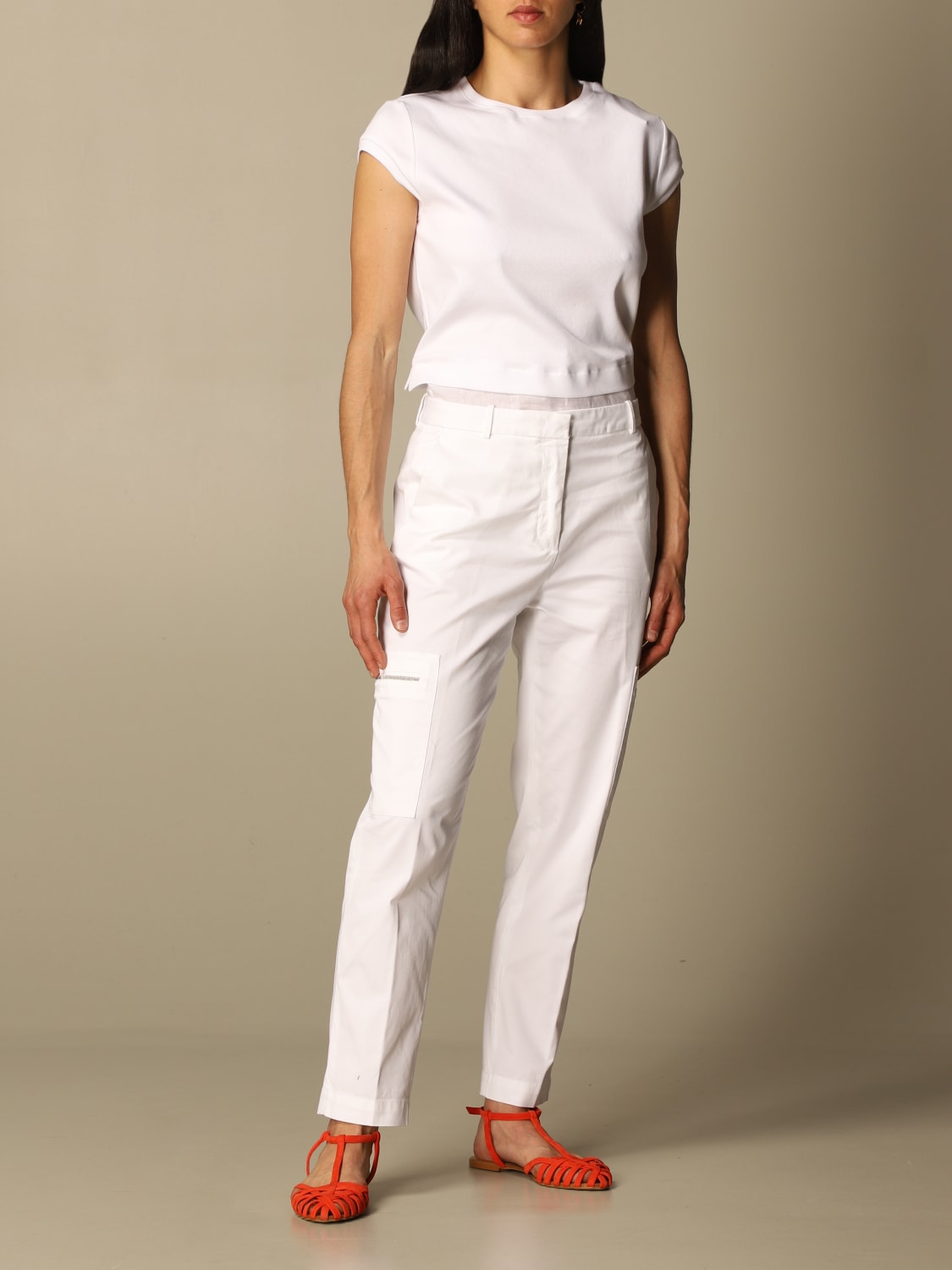 FABIANA FILIPPI PANTS: Fabiana Filippi casual trousers in cotton, White - Img 2