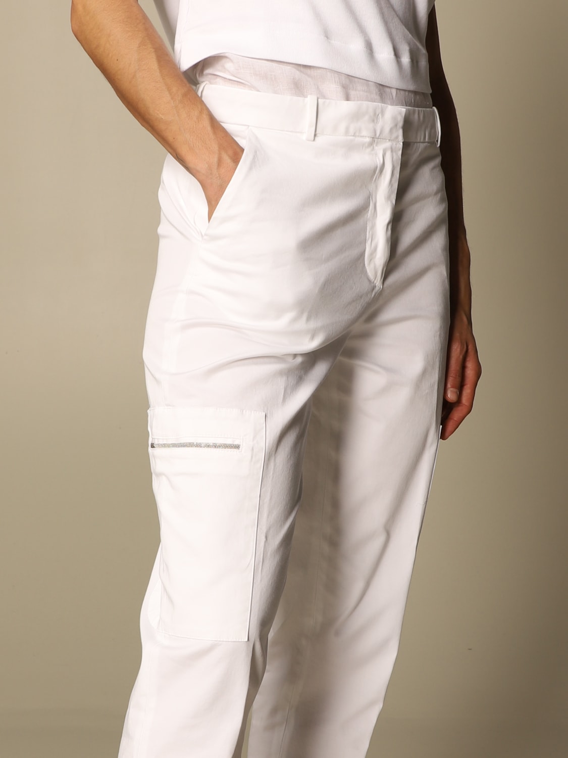 FABIANA FILIPPI PANTS: Fabiana Filippi casual trousers in cotton, White - Img 5