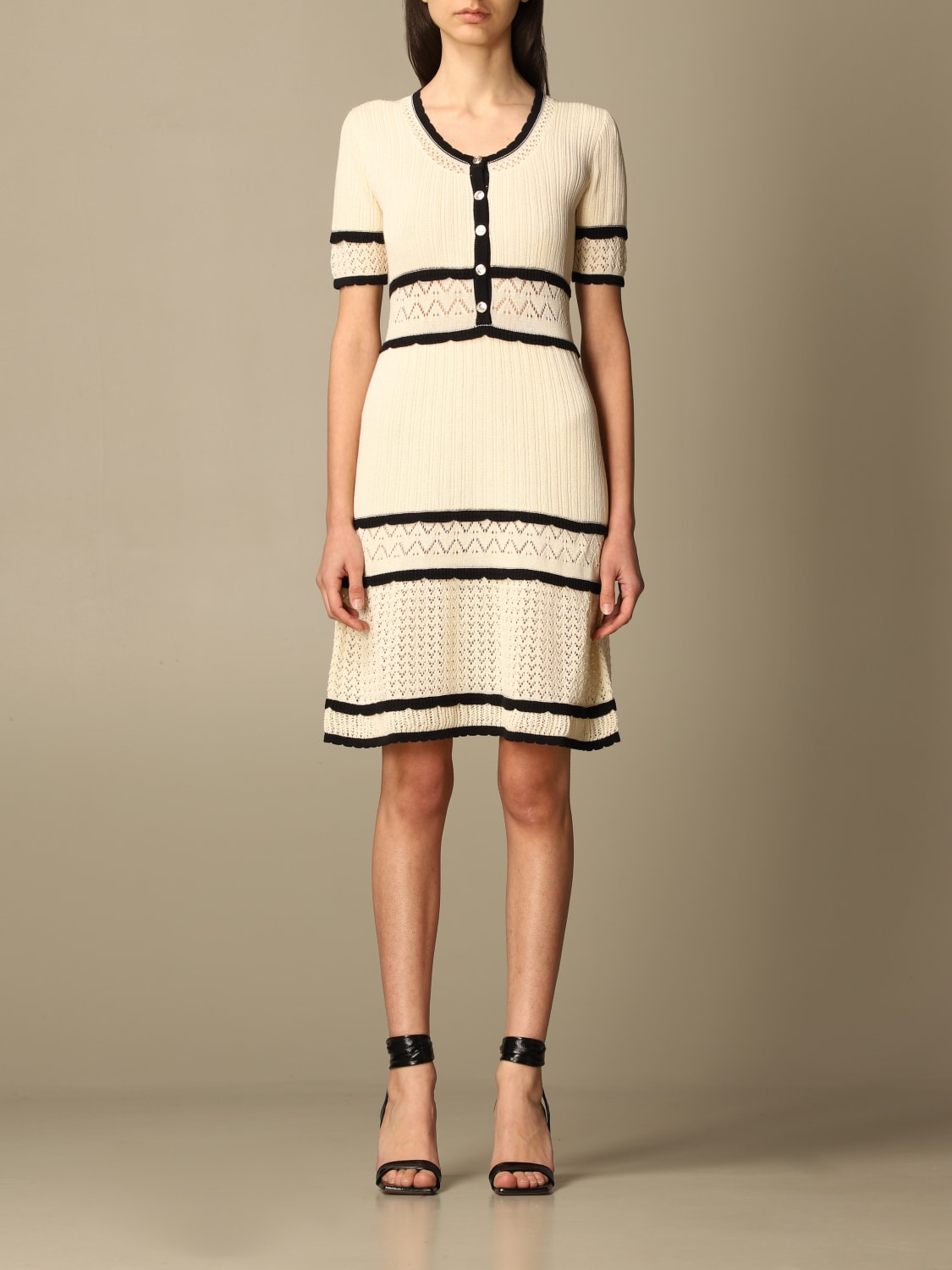 PINKO: short knitted dress - Beige | Pinko dress 1G15PW-Y6T5 online at  GIGLIO.COM