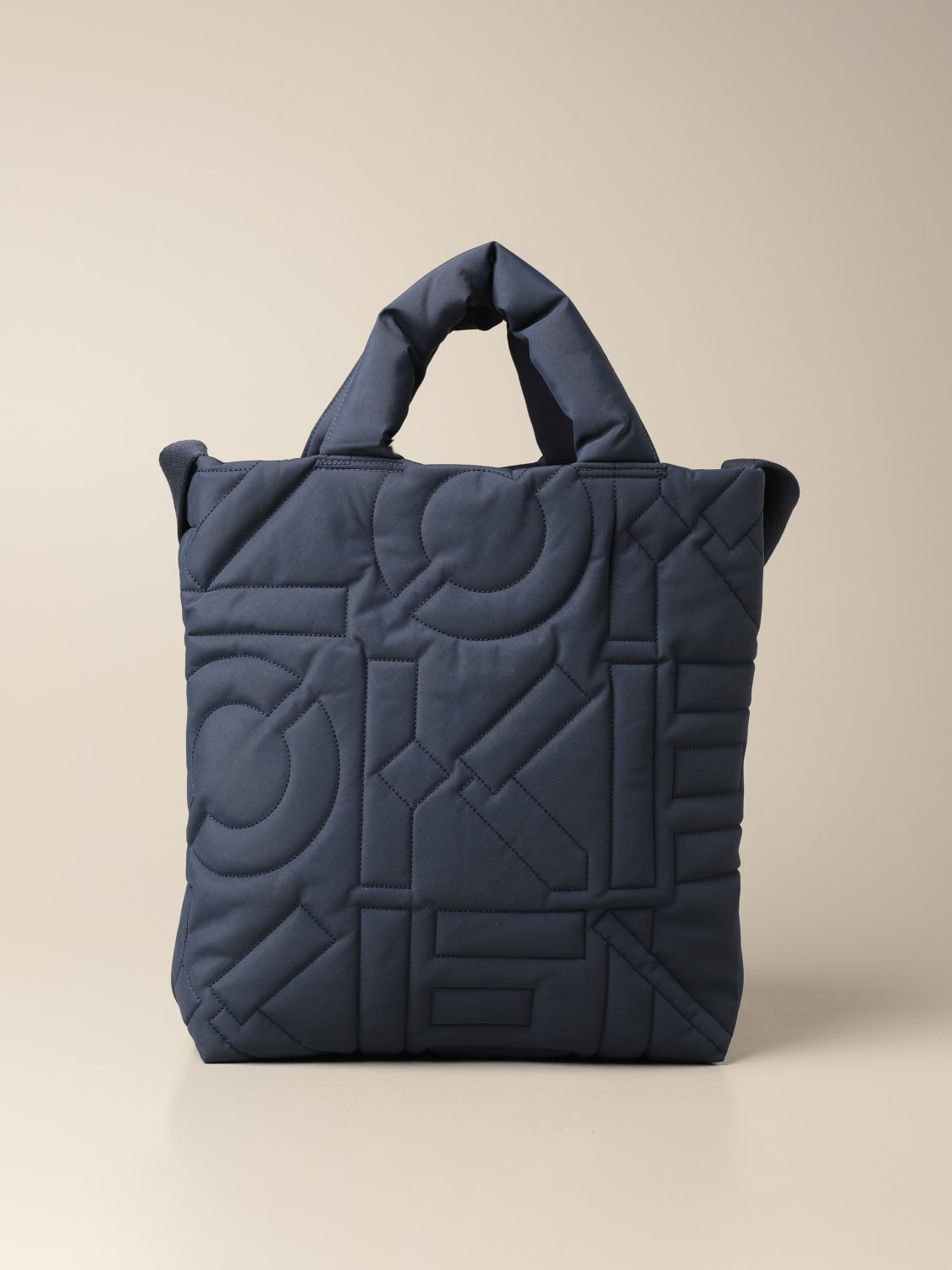 KENZO: Arctic bag in quilted recycled nylon - Blue | Kenzo tote bags  FB52SA001F08 online at GIGLIO.COM