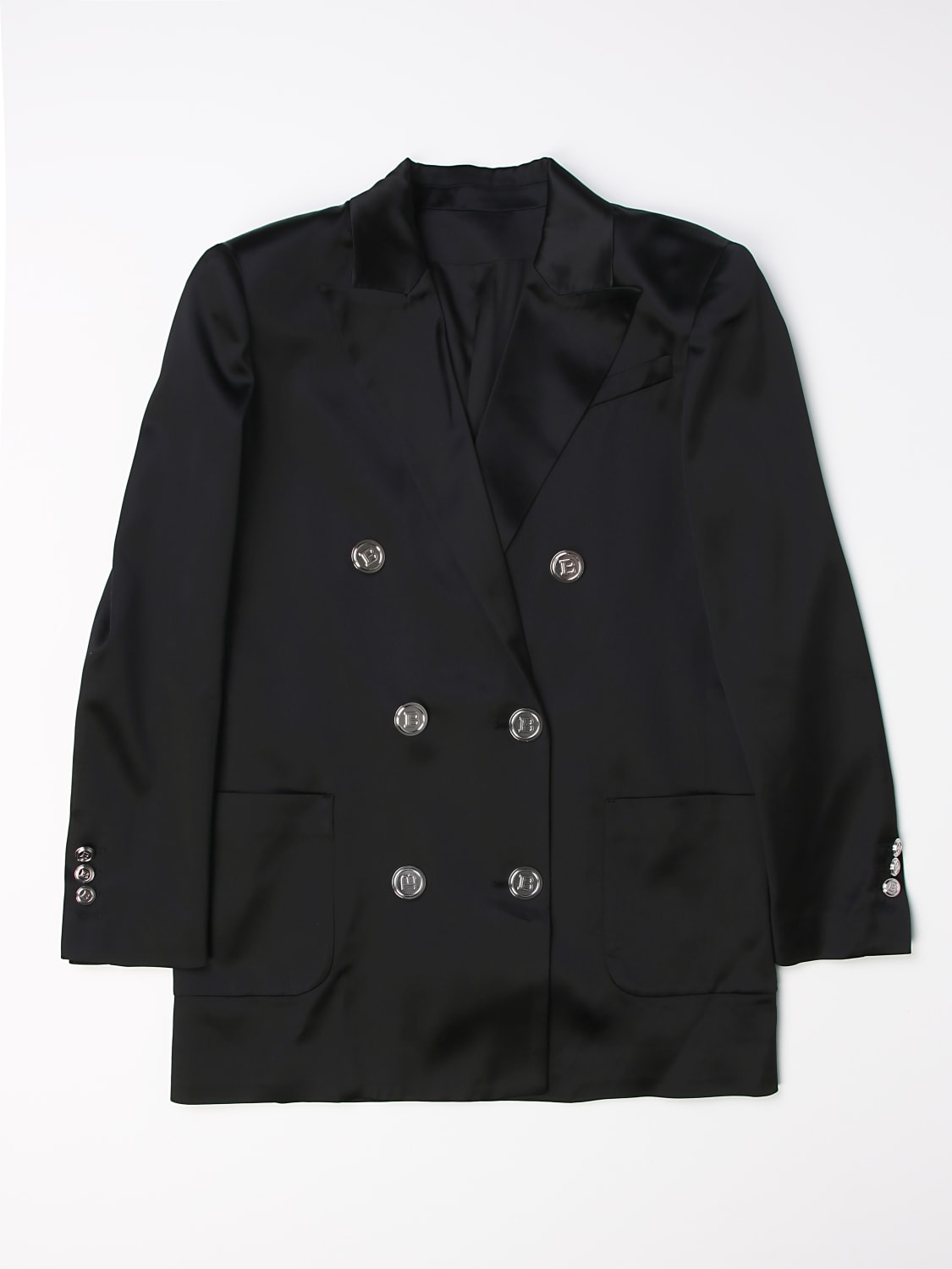 BALMAIN JACKET: Balmain basic double-breasted coat, Black - Img 1