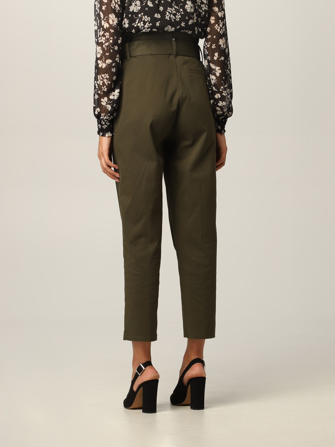 Liu Jo Outlet chino pants in gabardine Green Liu Jo pants WF1344T6322 online at GIGLIO.COM