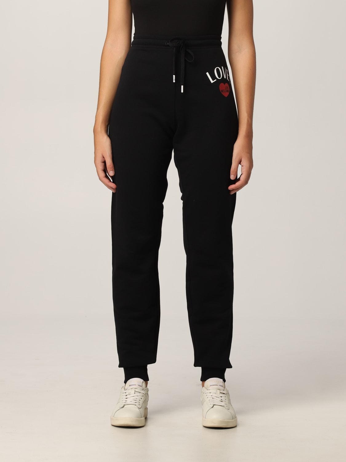 LOVE MOSCHINO PANTS: Love Moschino jogging pants with logo, Black - Img 1