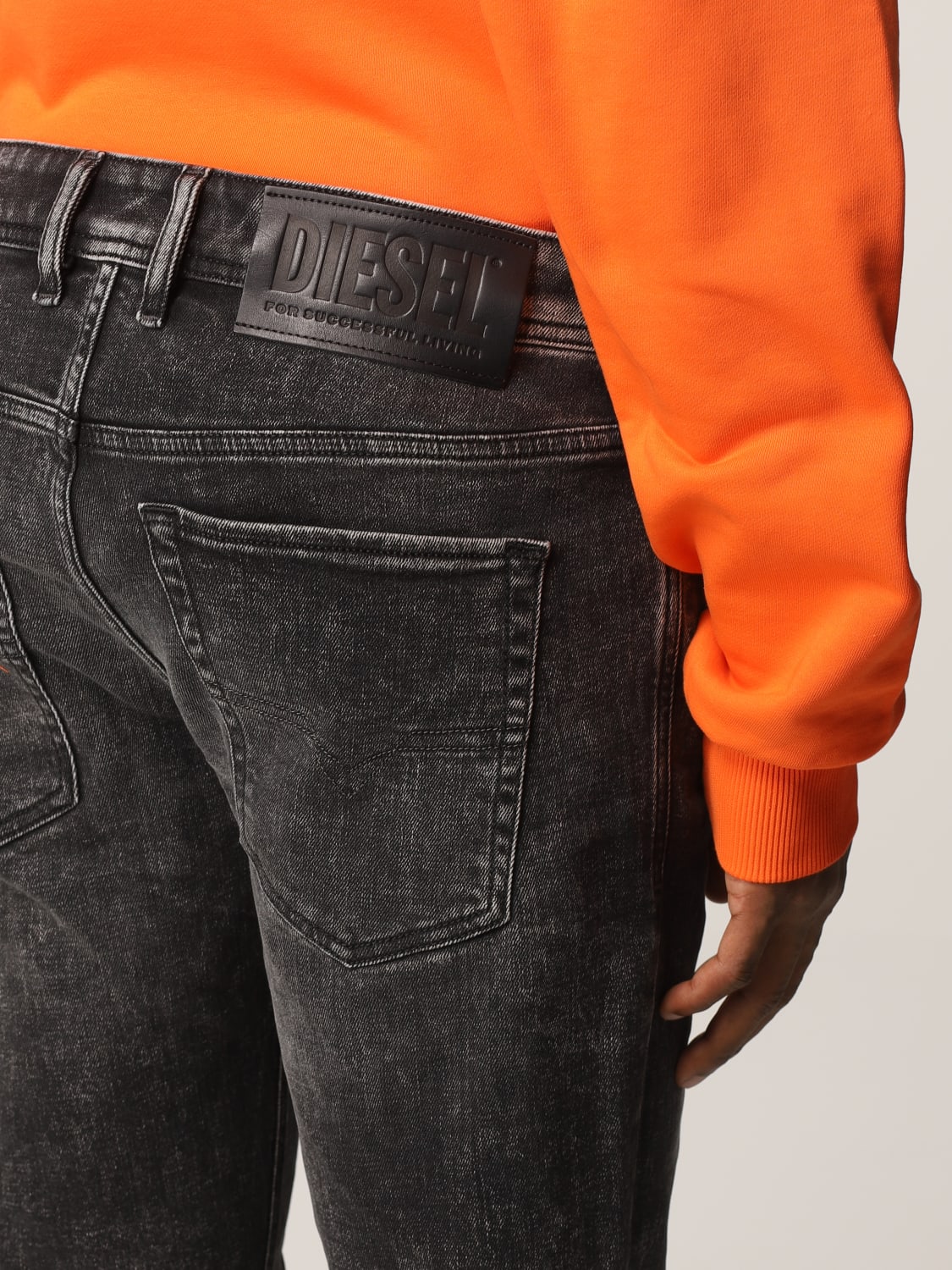 Diesel Outlet: 5-pocket in washed denim Black | Diesel jeans 09A17 online at GIGLIO.COM