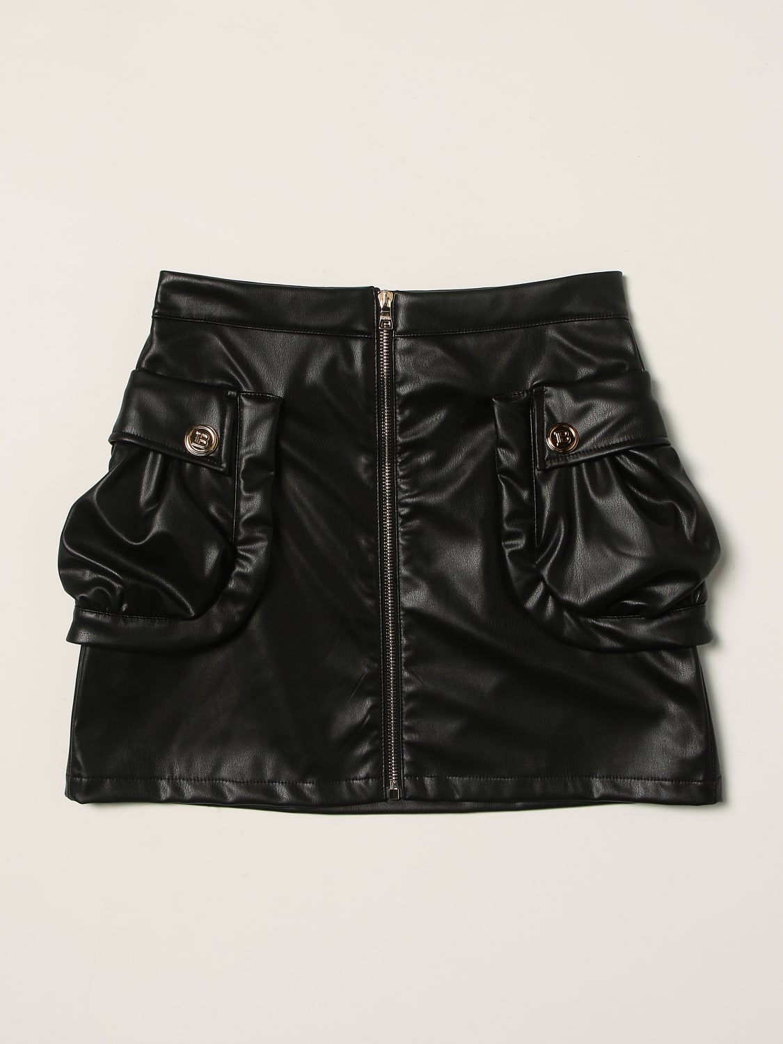 BALMAIN SKIRT: Balmain synthetic leather short skirt, Black - Img 1