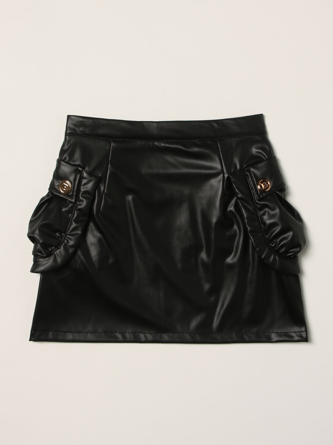 BALMAIN SKIRT: Balmain synthetic leather short skirt, Black - Img 2