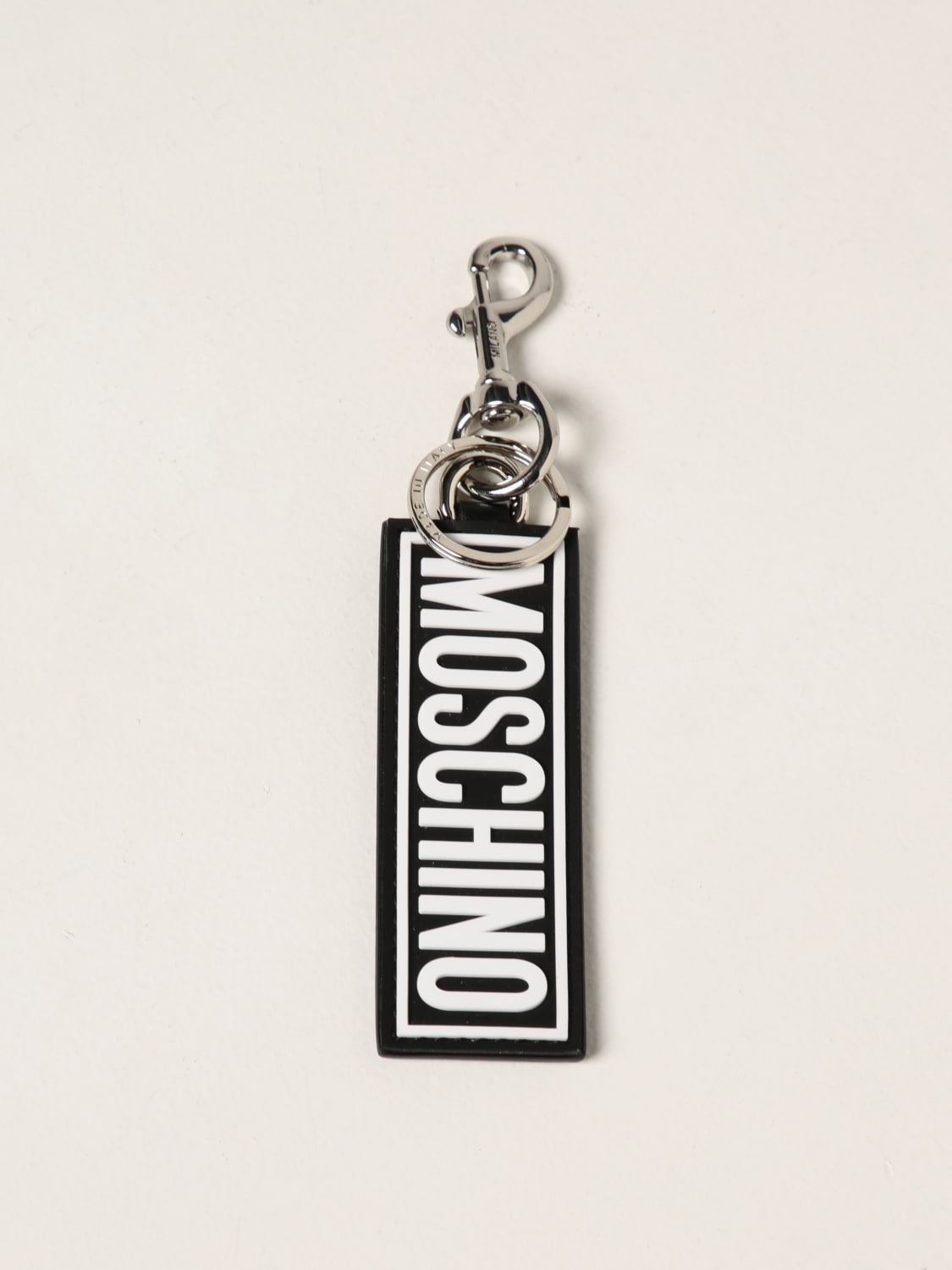 MOSCHINO COUTURE KEYRING: Moschino Couture leather keyring with logo, Black - Img 1
