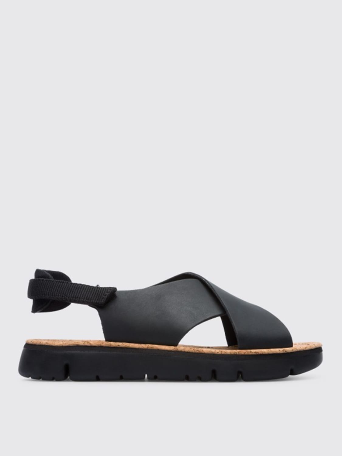 CAMPER FLAT SANDALS: Oruga Camper leather sandals, Black - Img 1