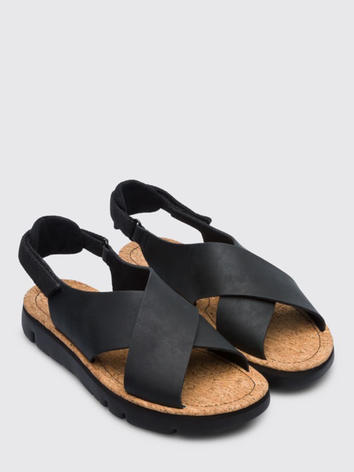 CAMPER FLAT SANDALS: Oruga Camper leather sandals, Black - Img 2