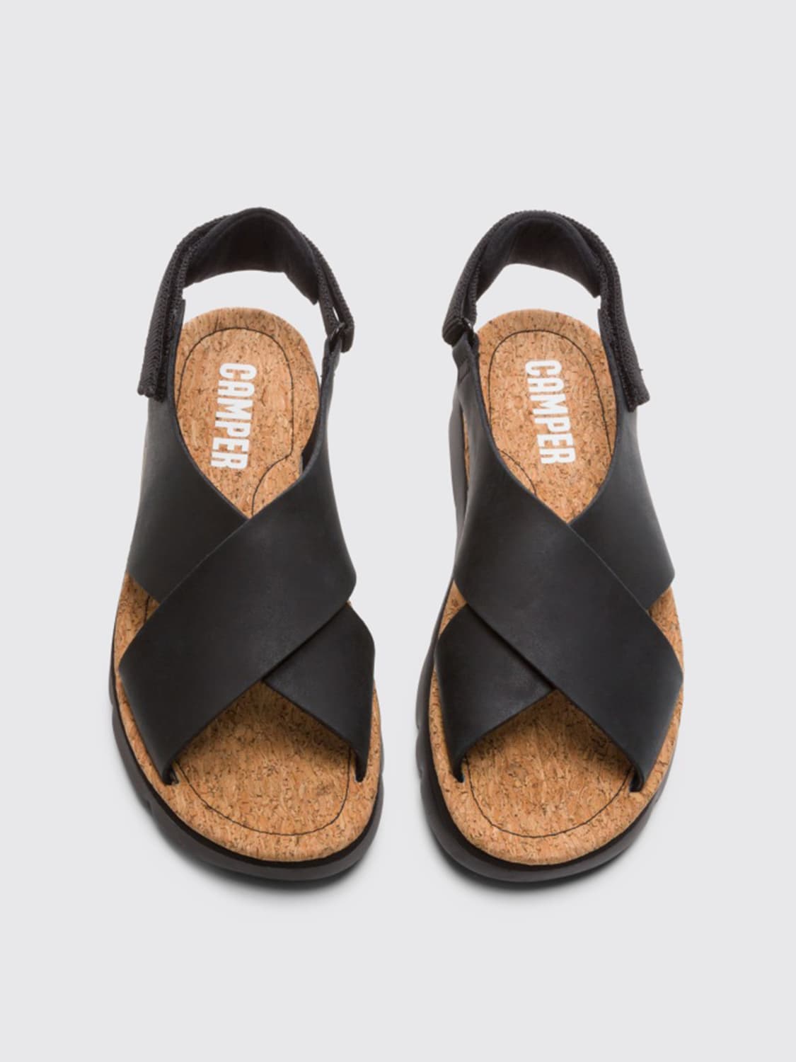 CAMPER FLAT SANDALS: Oruga Camper leather sandals, Black - Img 4