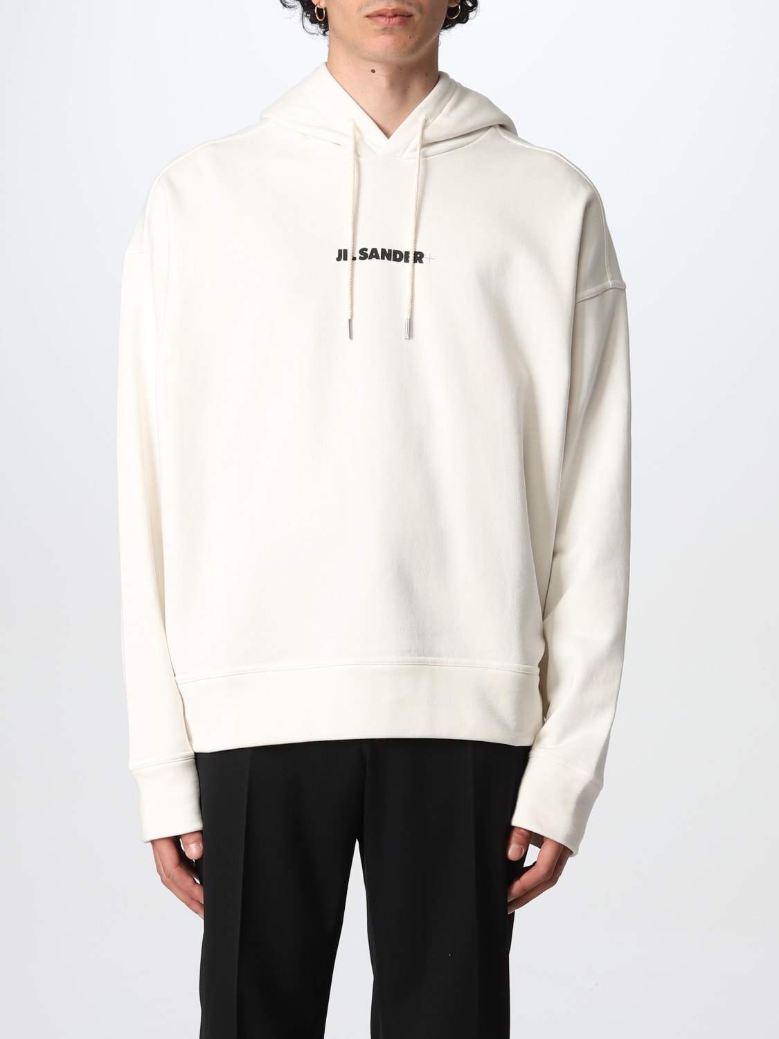 JIL SANDER: cotton sweatshirt with mini logo - White | Jil Sander ...