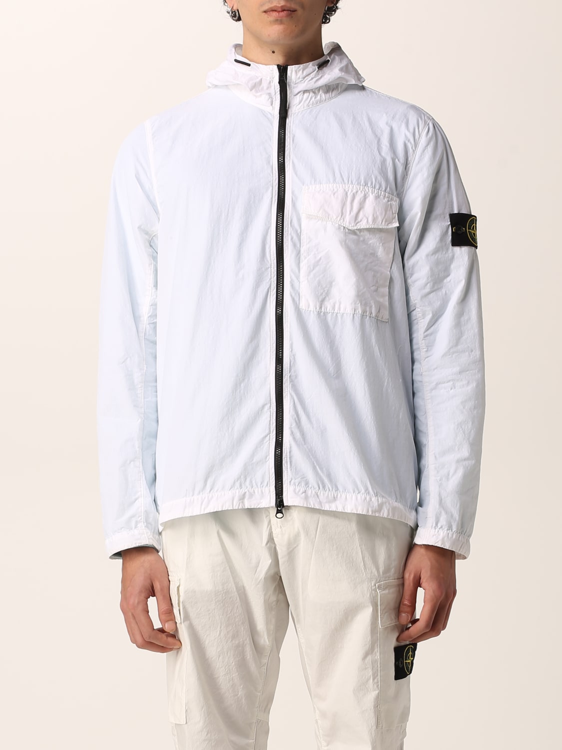 STONE ISLAND: Garment-dyed Naslan Light shirt by - White | STONE ...