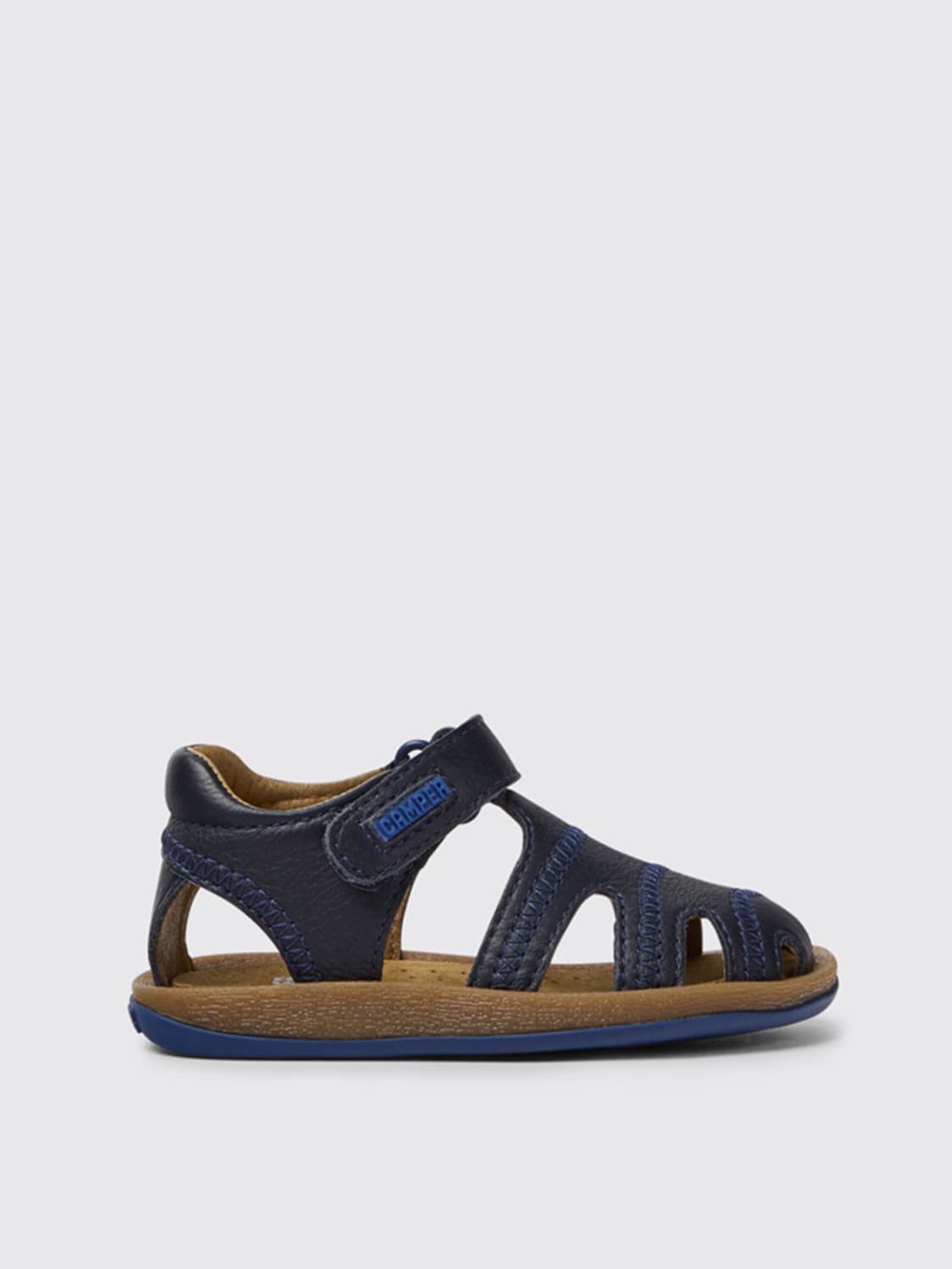 CAMPER SHOES: BIcho Camper sandals in calfskin, Blue - Img 1