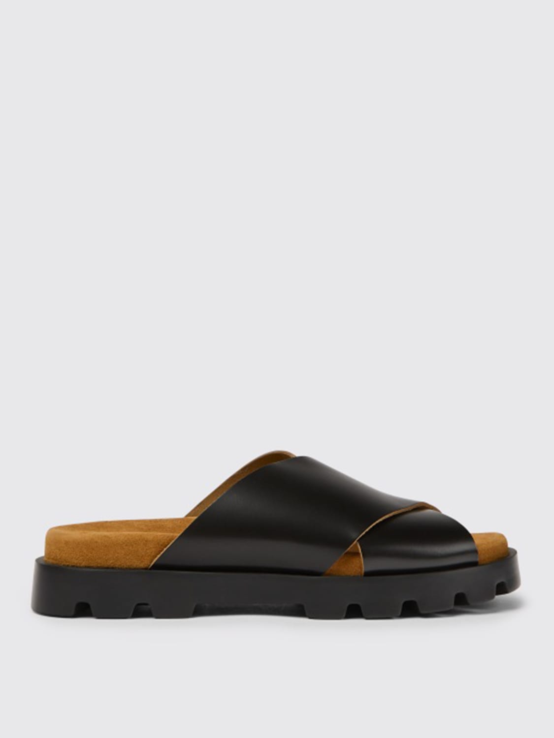 CAMPER FLAT SANDALS: Brutus Camper sandals in calfskin, Black - Img 1