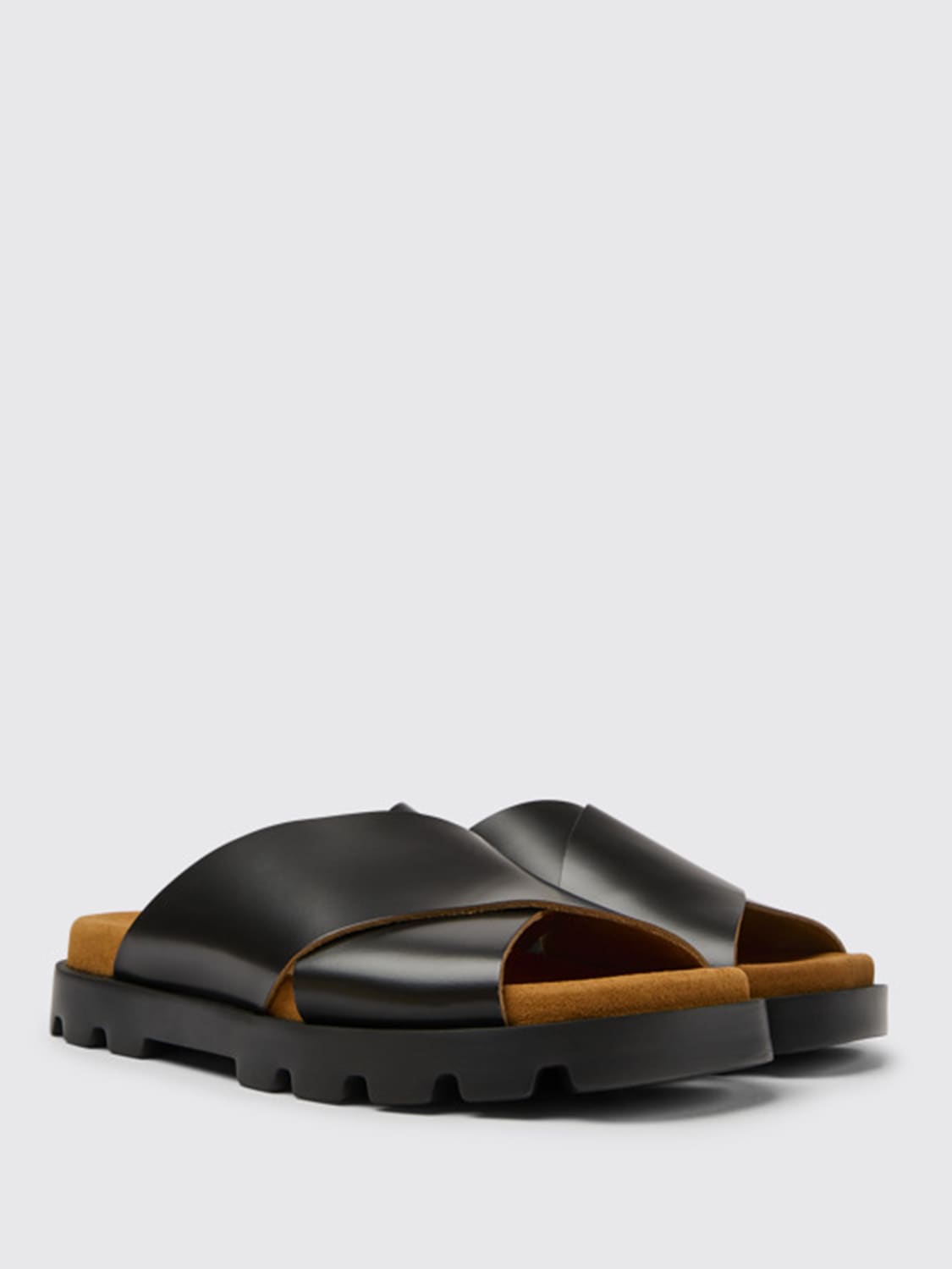 CAMPER FLAT SANDALS: Brutus Camper sandals in calfskin, Black - Img 2