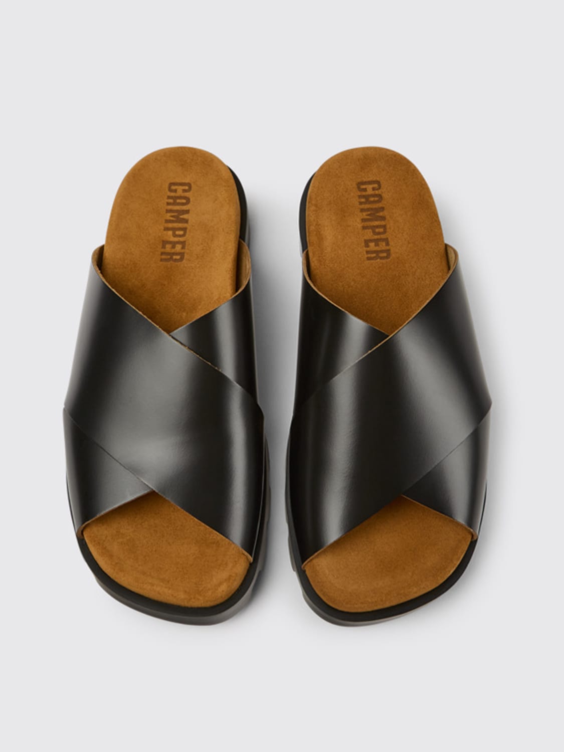 CAMPER FLAT SANDALS: Brutus Camper sandals in calfskin, Black - Img 3