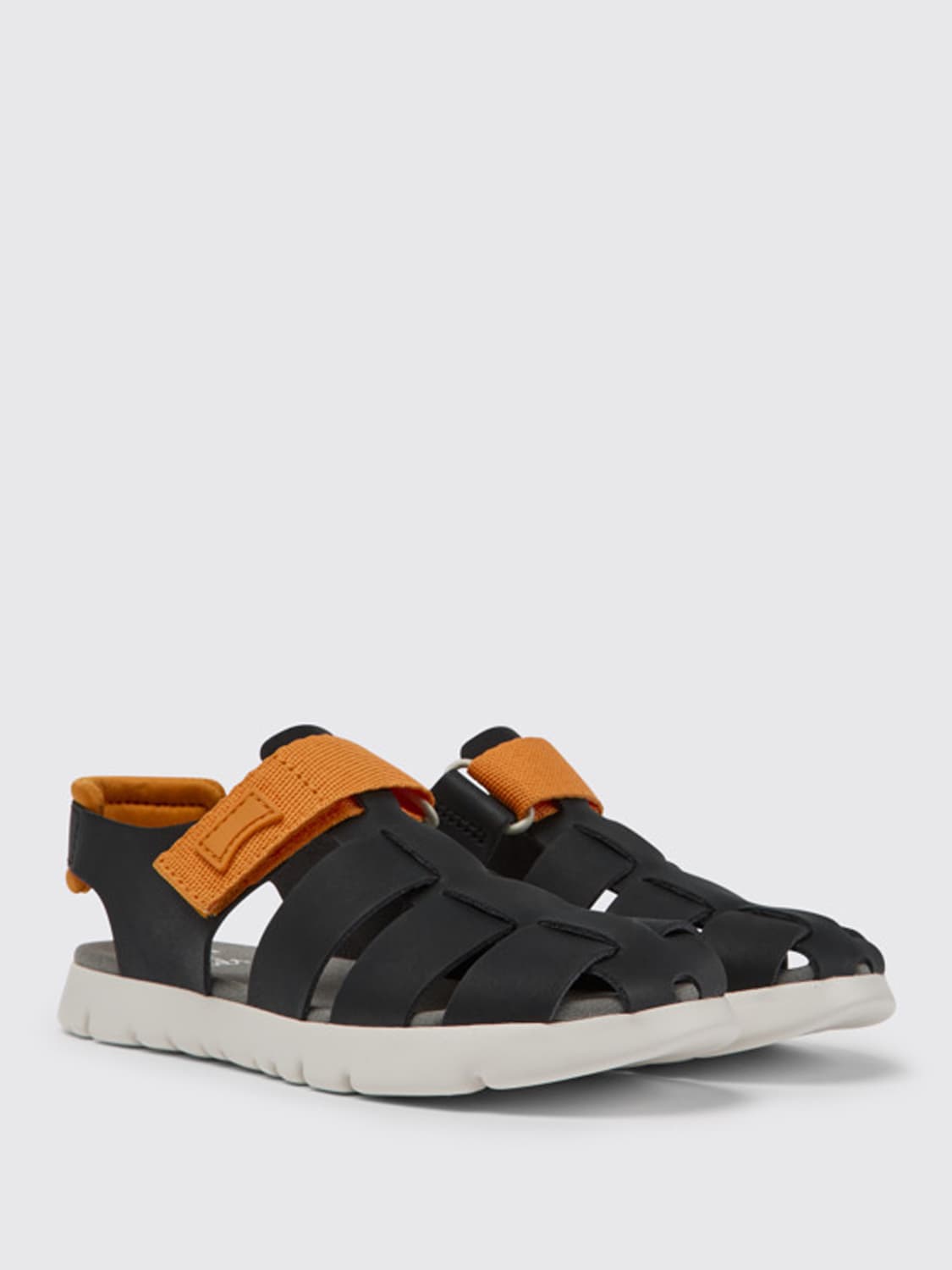 CAMPER SHOES: Oruga Camper sandals in calfskin, Black - Img 2