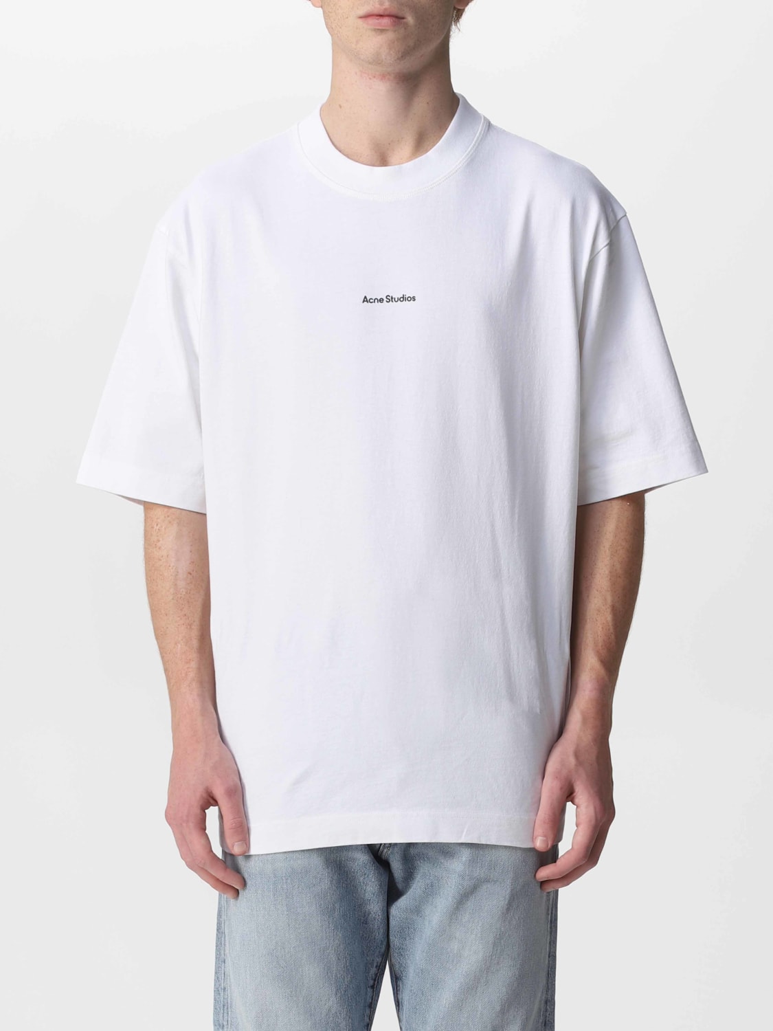 ACNE STUDIOS: cotton t-shirt with mini logo - White | Acne Studios t ...