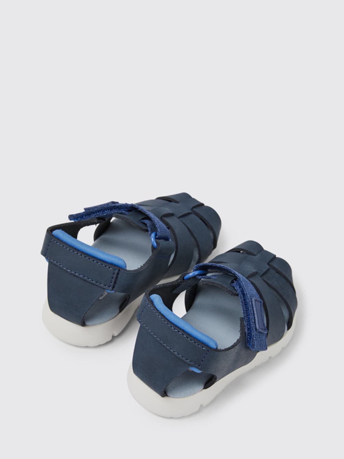 CAMPER SHOES: Oruga Camper sandals in calfskin and fabric, Blue - Img 4