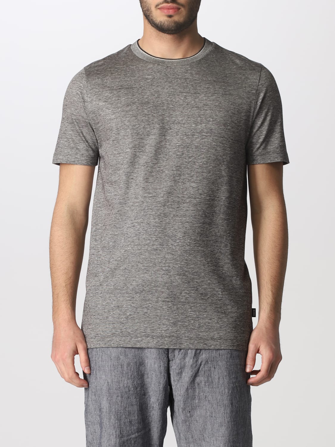 Giglio T-shirt basic Boss in cotone e lino