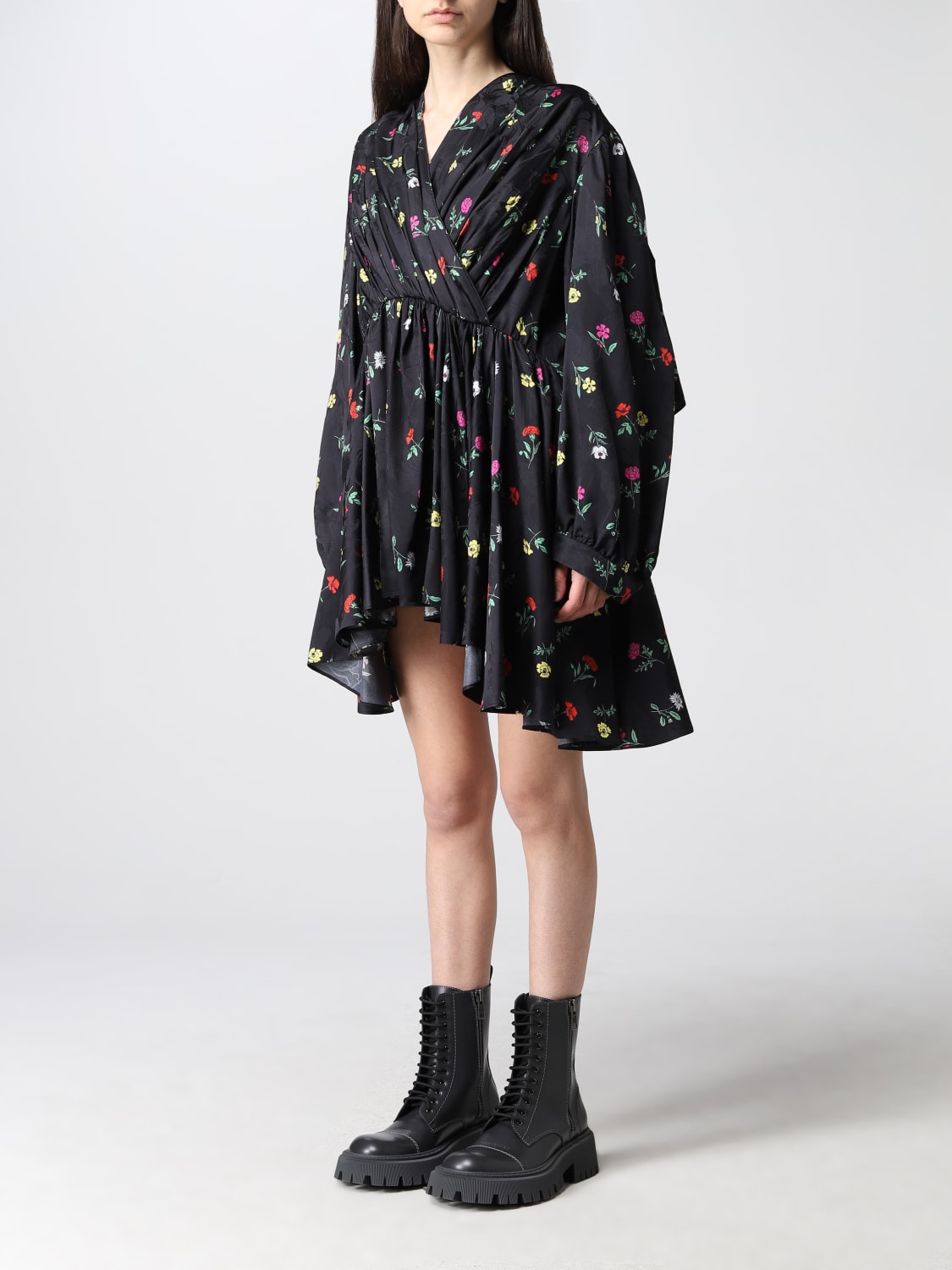 BALENCIAGA ROBES: Robe Baby Doll Balenciaga en mélange viscose jacquard, Noir - Img 4