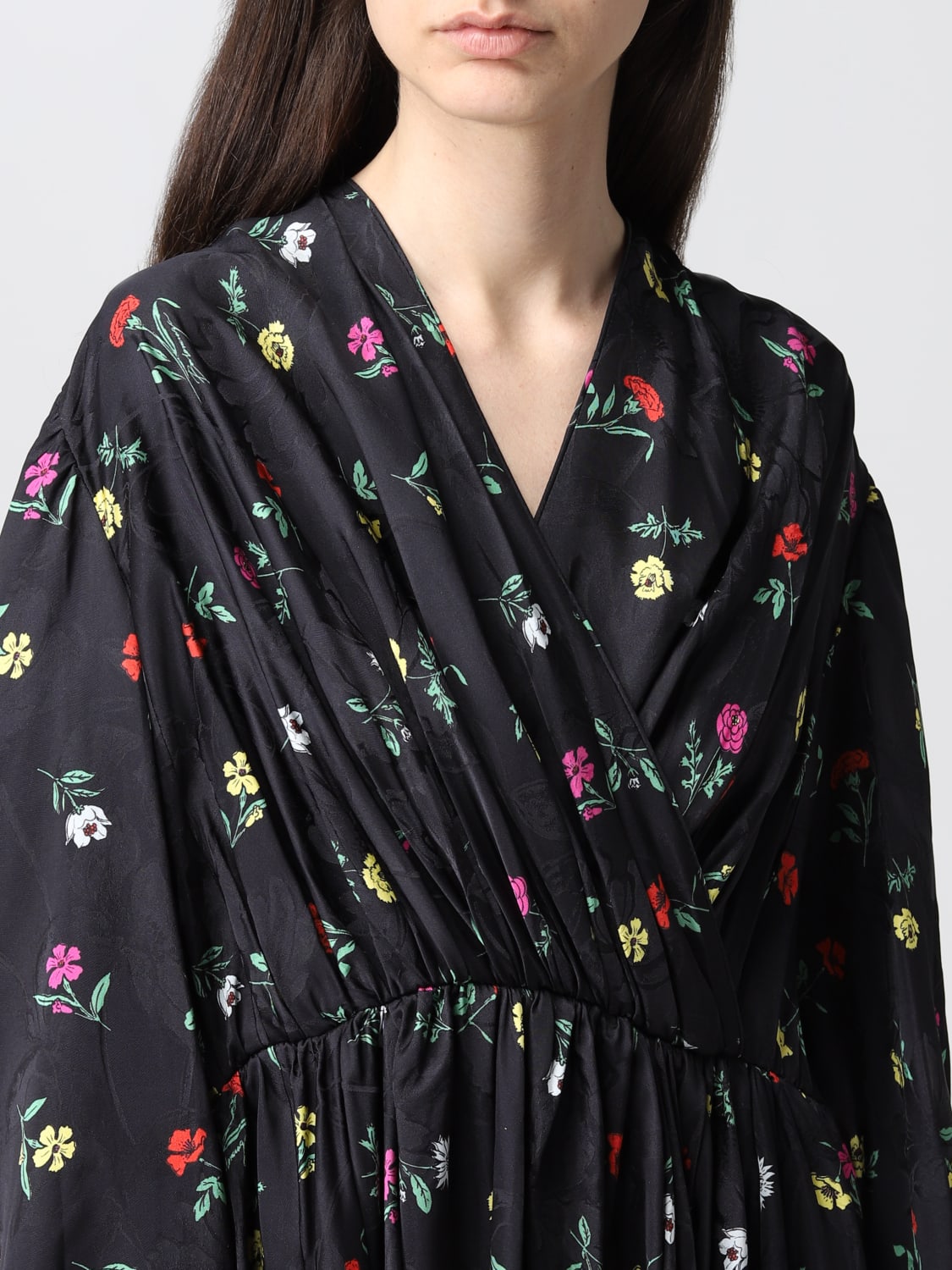 BALENCIAGA ROBES: Robe Baby Doll Balenciaga en mélange viscose jacquard, Noir - Img 5