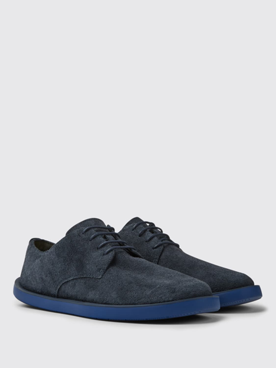 CAMPER BROGUE SHOES: Wagon Camper ankle boots in nubuck, Blue - Img 2