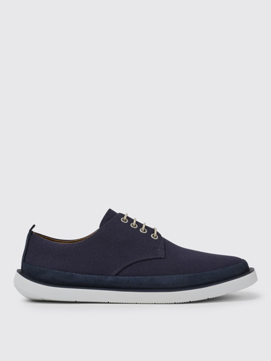 CAMPER BROGUE SHOES: Wagon Camper shoes in calfskin and hemp, Blue - Img 1