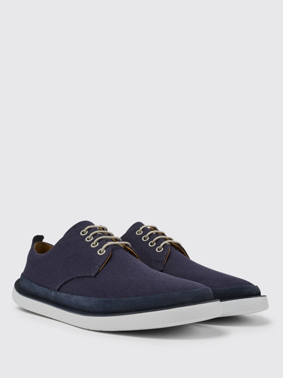 CAMPER BROGUE SHOES: Wagon Camper shoes in calfskin and hemp, Blue - Img 2