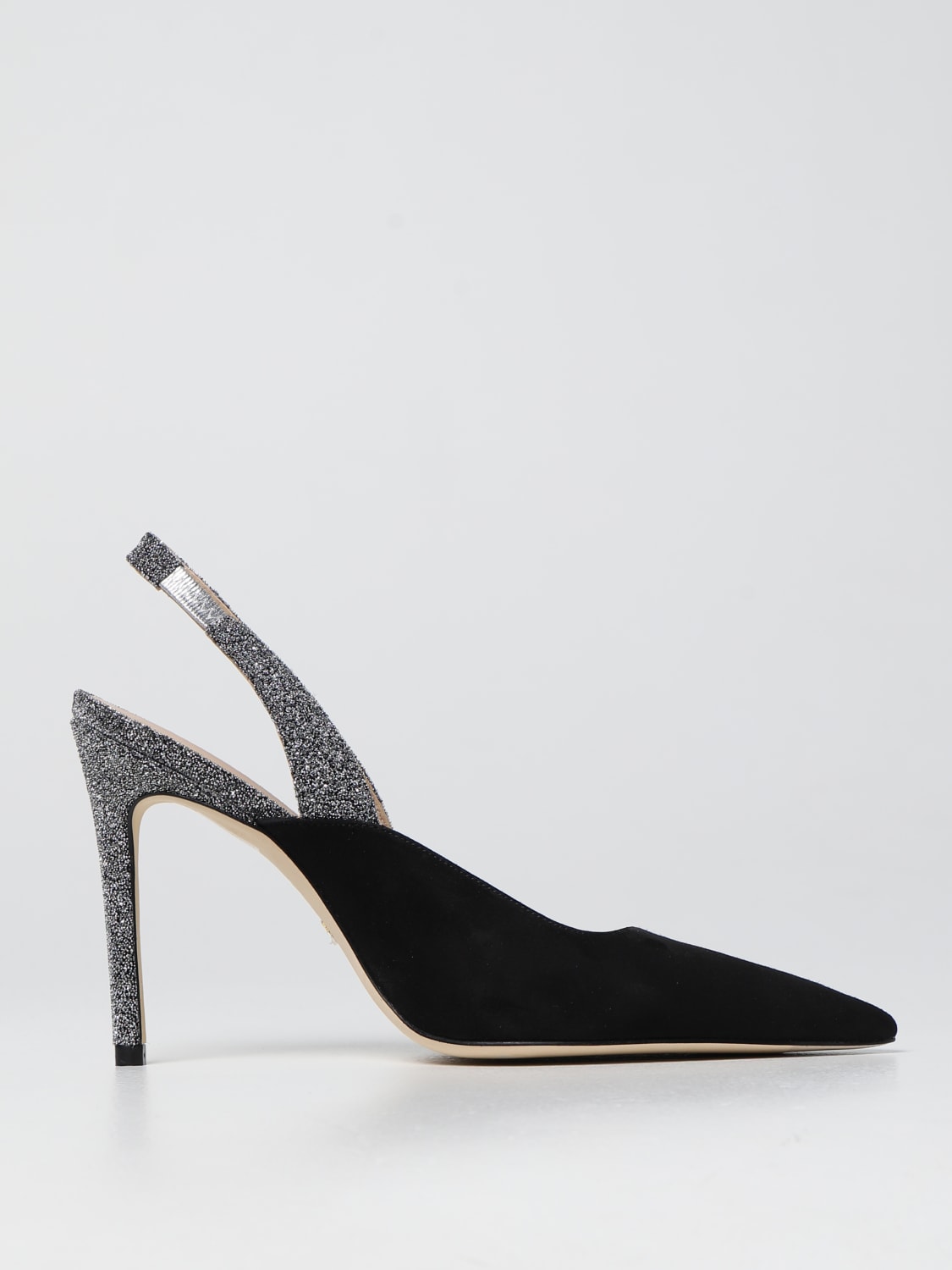 STUART WEITZMAN HIGH HEEL SHOES: Stuart Weitzman heeled slingbacks in suede, Black - Img 1