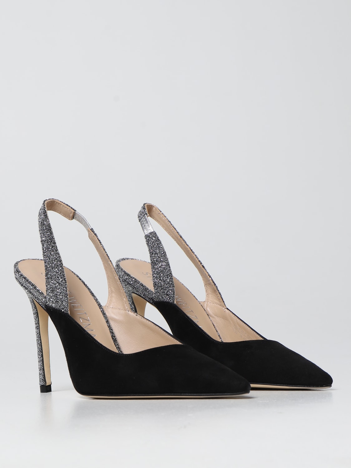 STUART WEITZMAN HIGH HEEL SHOES: Stuart Weitzman heeled slingbacks in suede, Black - Img 2