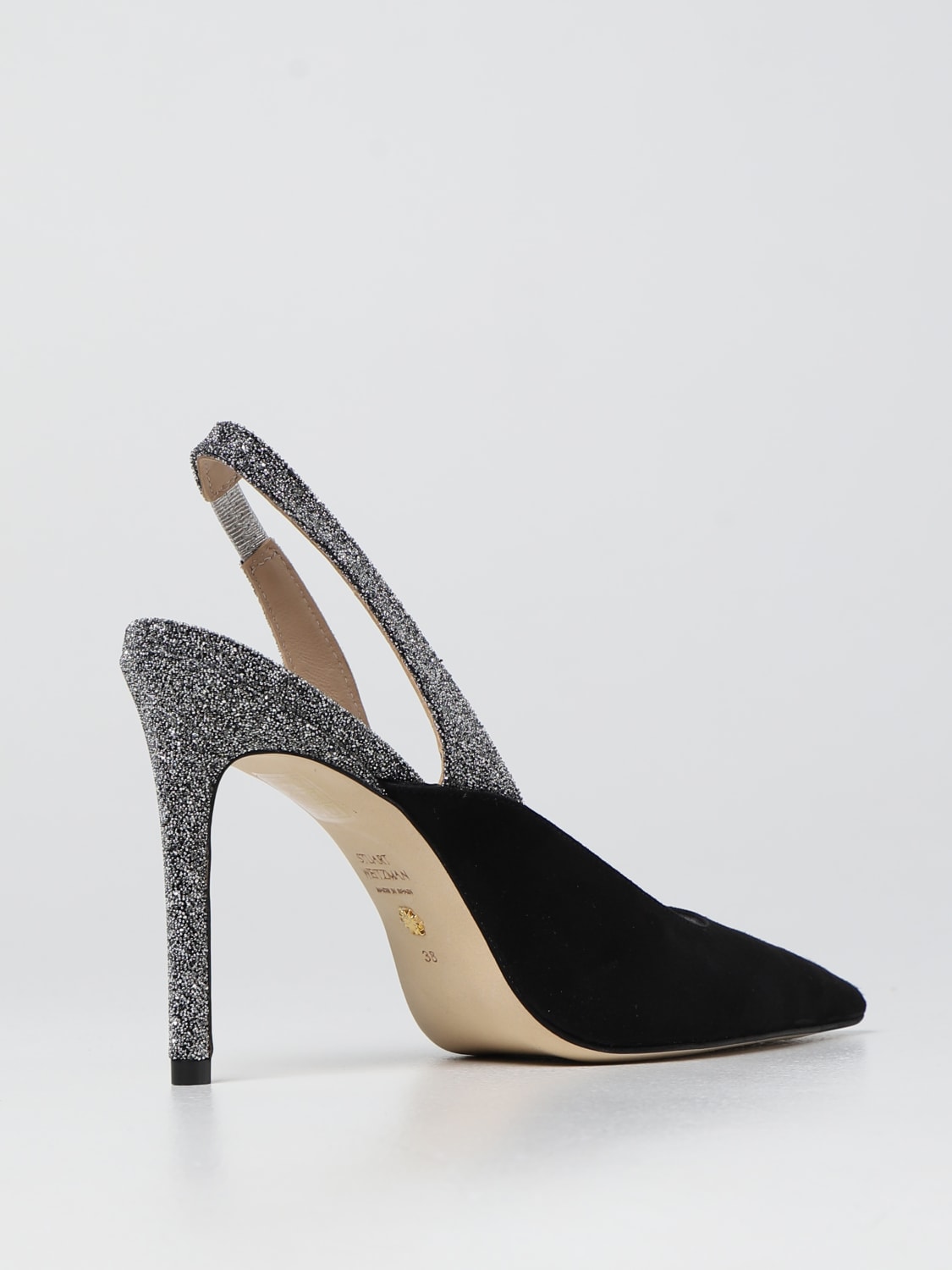 STUART WEITZMAN HIGH HEEL SHOES: Stuart Weitzman heeled slingbacks in suede, Black - Img 3