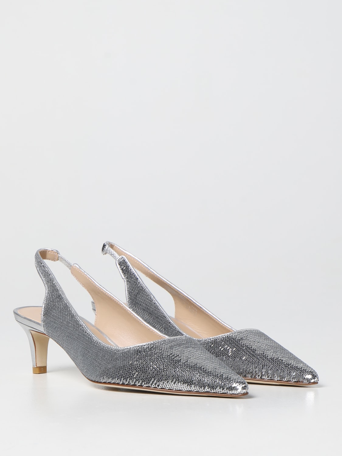 STUART WEITZMAN HIGH HEEL SHOES: Stuart Weitzman slingbacks with sequins, Silver - Img 2