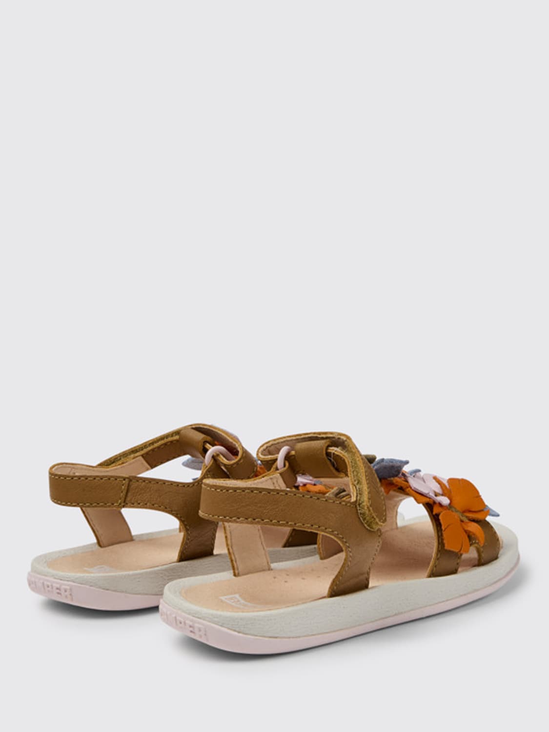 CAMPER SHOES: Twins Camper sandals in calfskin, Brown - Img 4