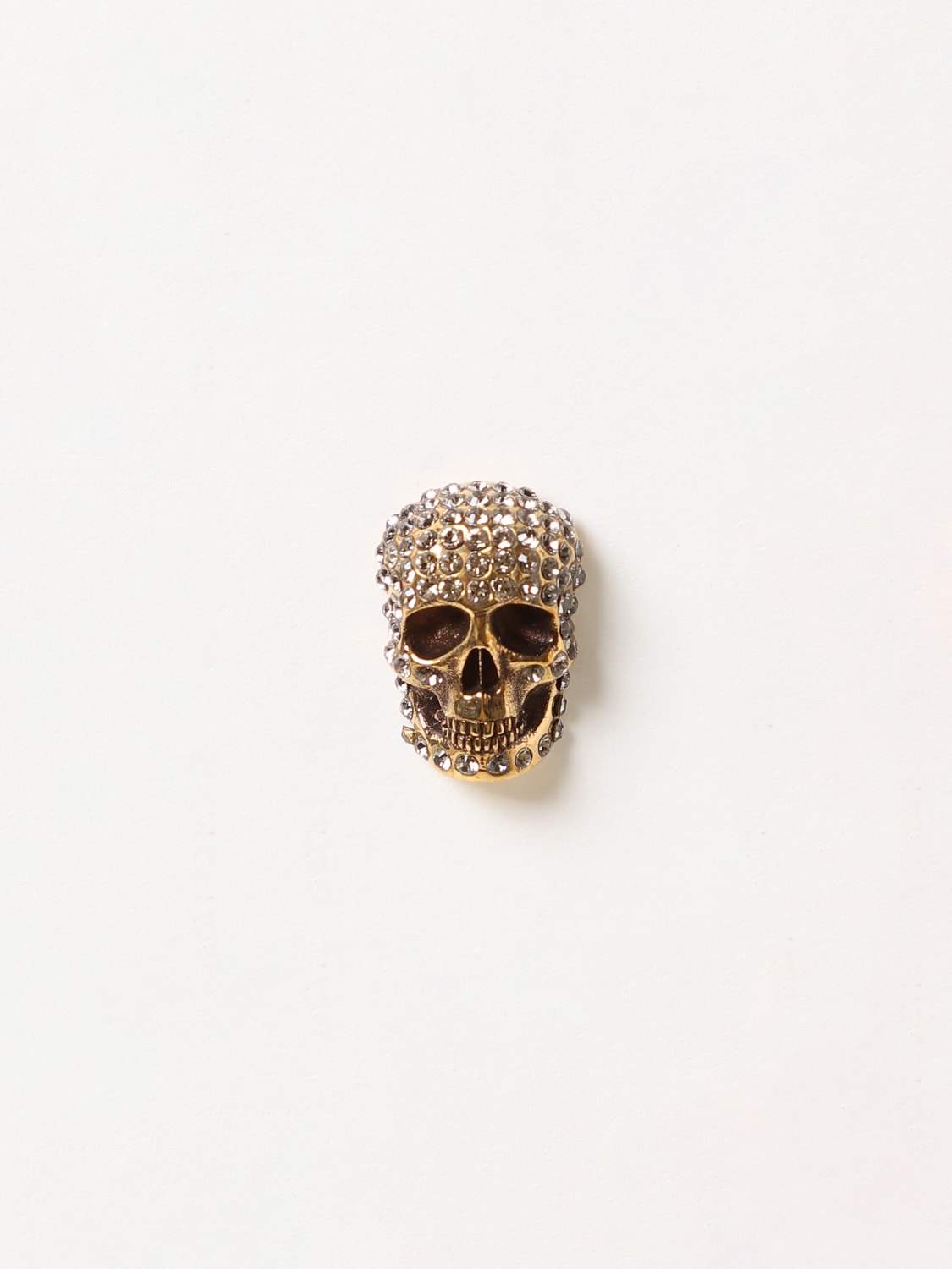 MCQUEEN: rhinestones pavé Skull earring - Grey | McQueen