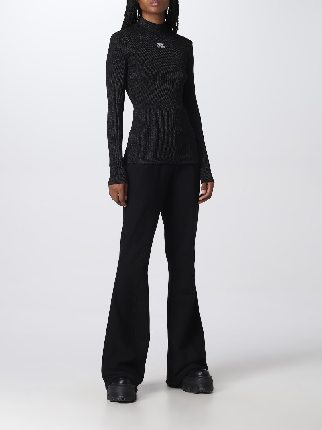 Tシャツ・カットソー VERSACE JEANS COUTURE Woman T-Shirt Black 73HAH617J0033 899 Versace Jeans Couture Outlet: T-shirt women - Black