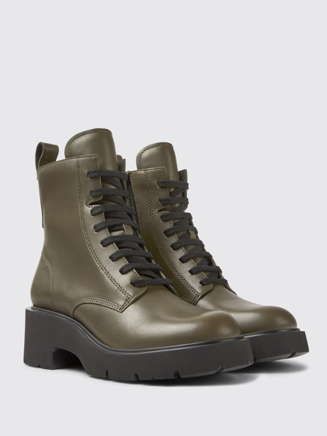 ショートブーツ・ブーティ CAMPER Woman Flat ankle boots Green K400577-006 MILAH 0 Camper Outlet: Flat booties women - Green | Camper flat