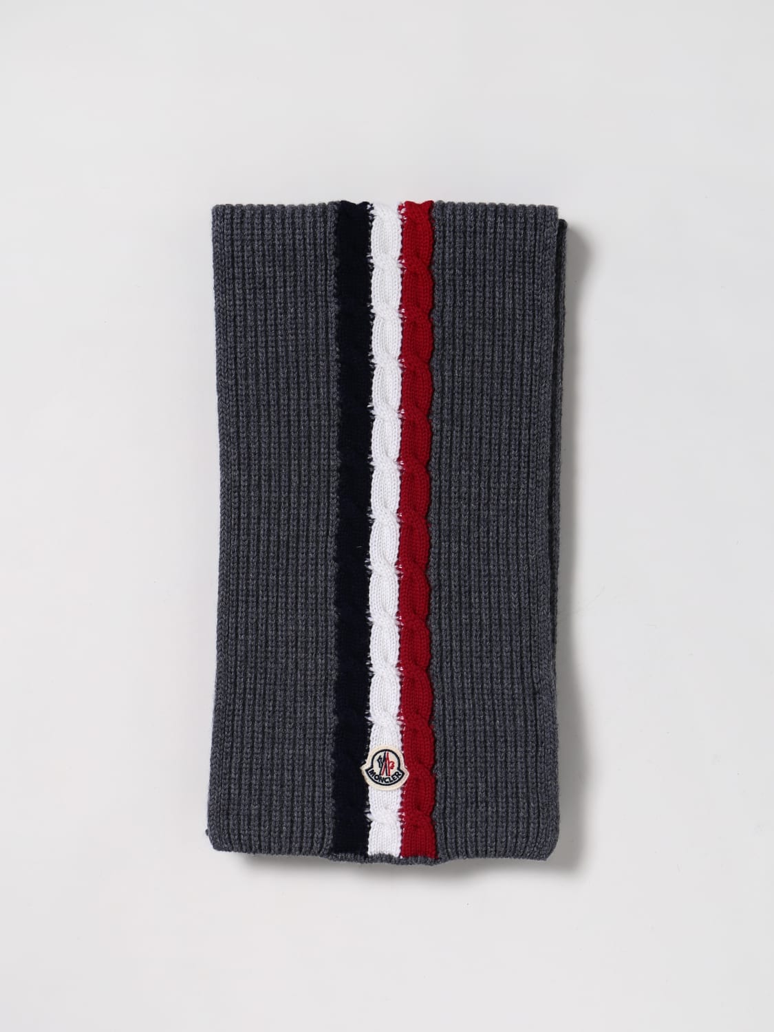 MONCLER SCARF: Moncler virgin wool scarf, Grey - Img 1