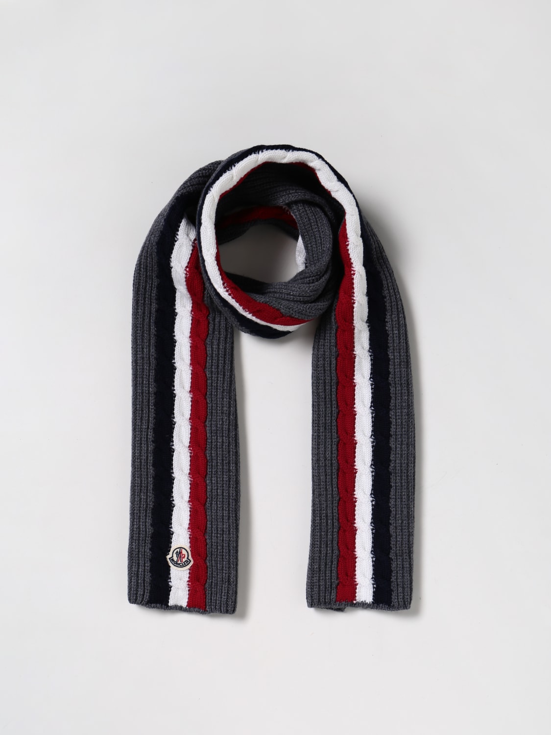 MONCLER SCARF: Moncler virgin wool scarf, Grey - Img 2