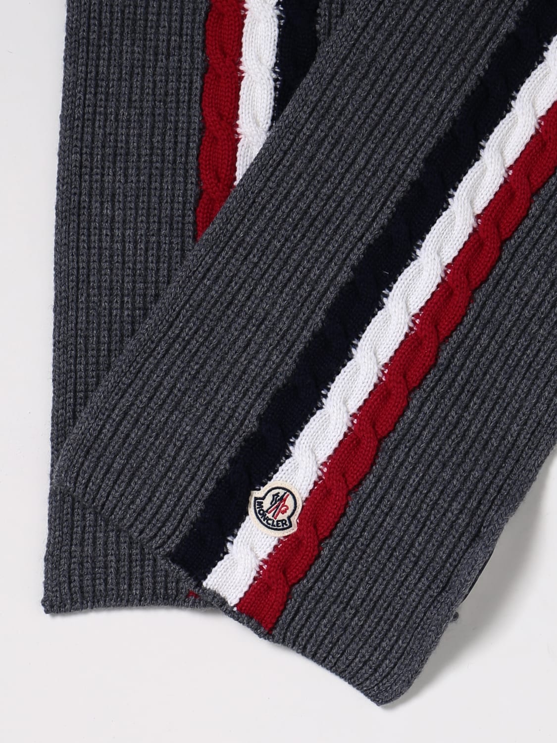 MONCLER SCARF: Moncler virgin wool scarf, Grey - Img 3