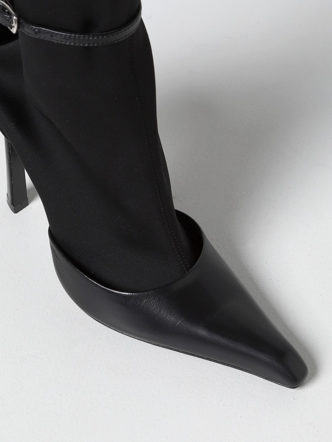 ALEXANDER WANG STIVALI: Stivaletto Viola Alexander Wang in pelle e maglia stretch, Nero - Img 4