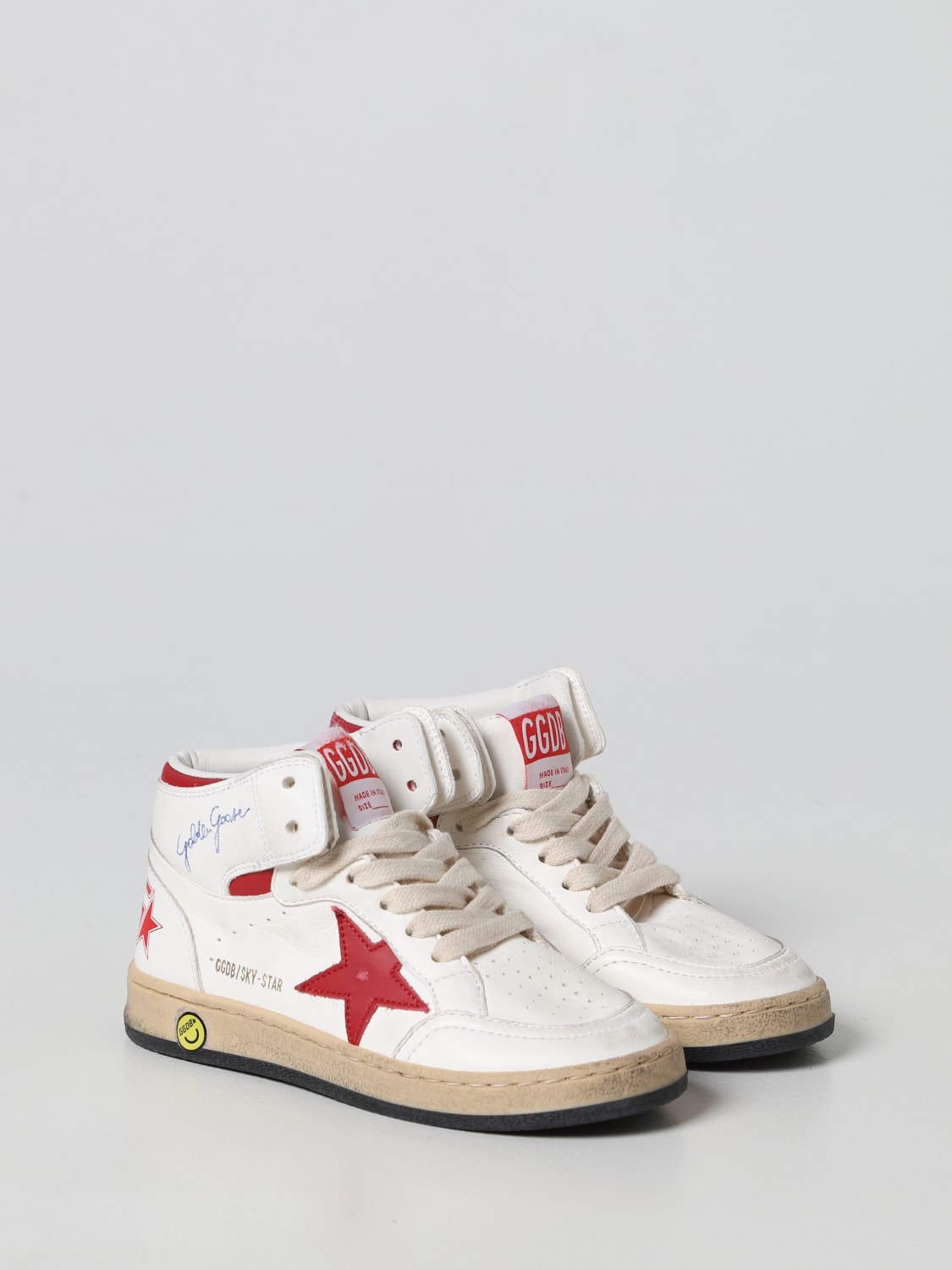 GOLDEN GOOSE SNEAKERS: Golden Goose Sky Star used-effect Nappa leather sneakers, White - Img 2