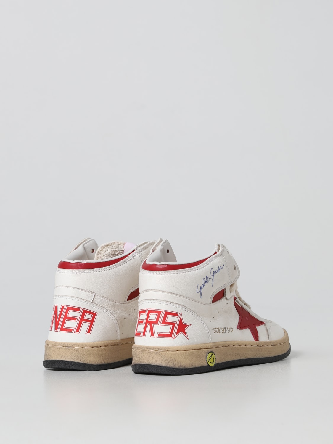 GOLDEN GOOSE SNEAKERS: Golden Goose Sky Star used-effect Nappa leather sneakers, White - Img 3