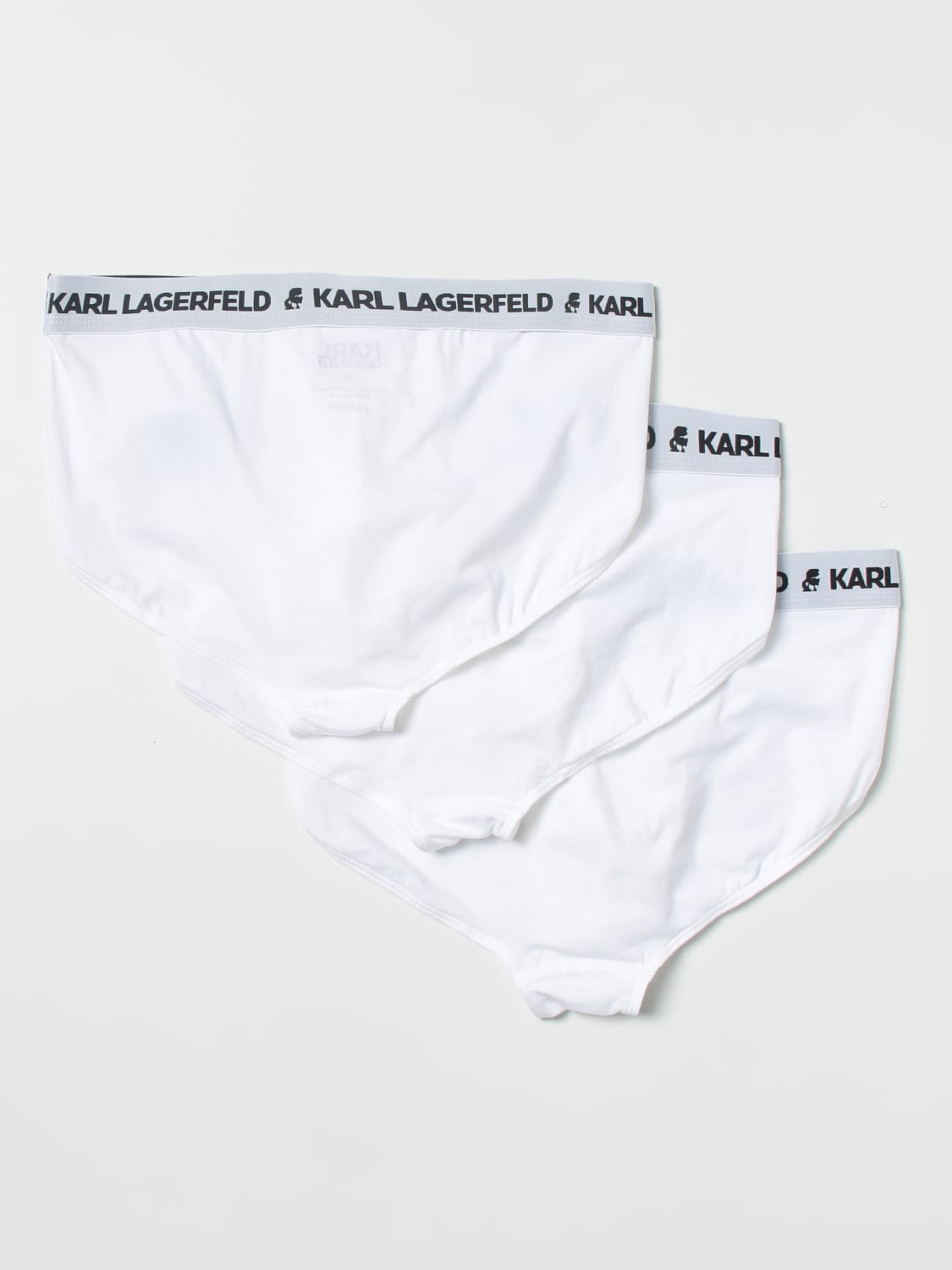 KARL LAGERFELD INTIMO: Set 3 slip Karl Lagerfeld in cotone organico, Bianco - Img 2