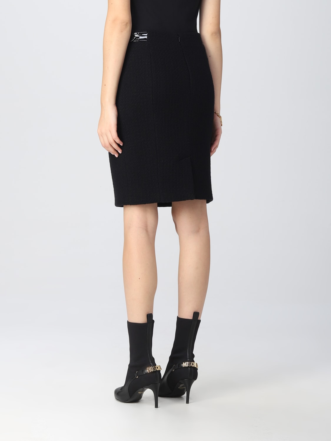 MOSCHINO COUTURE GONNA: Gonna mini Moschino Couture in tweed , Nero - Img 3