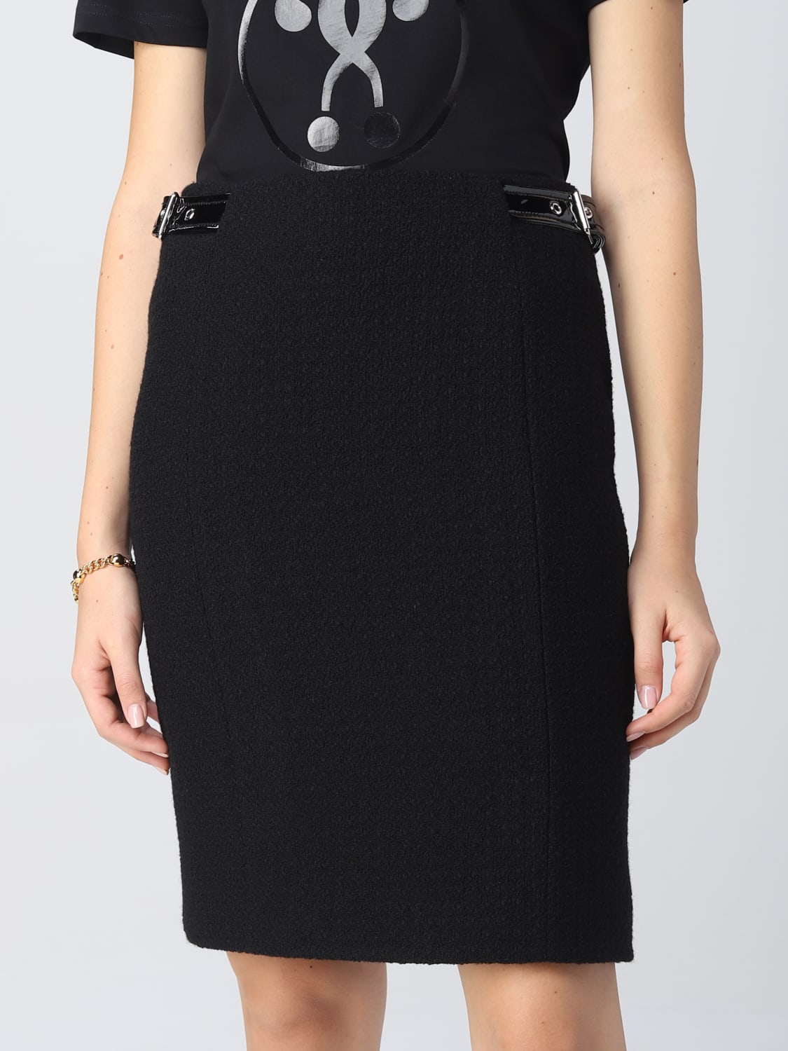 MOSCHINO COUTURE GONNA: Gonna mini Moschino Couture in tweed , Nero - Img 4