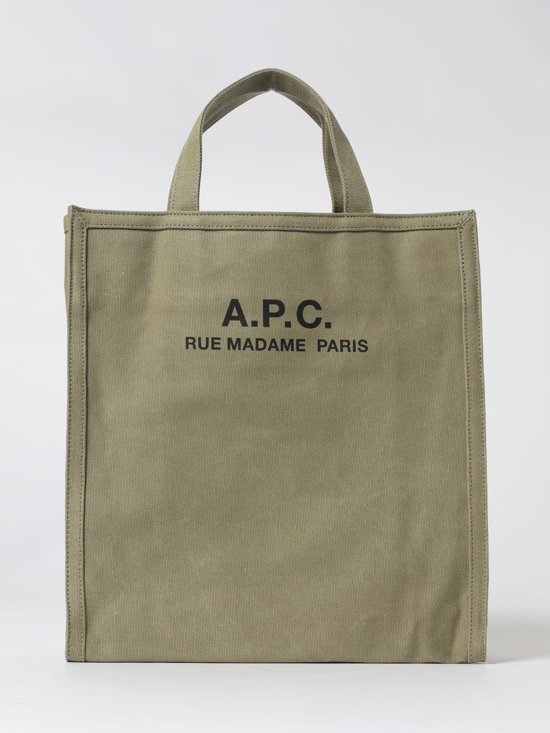 A.P.C. BORSA A TRACOLLA: Borsa A.P.C. in canvas di cotone, Kaki - Img 1
