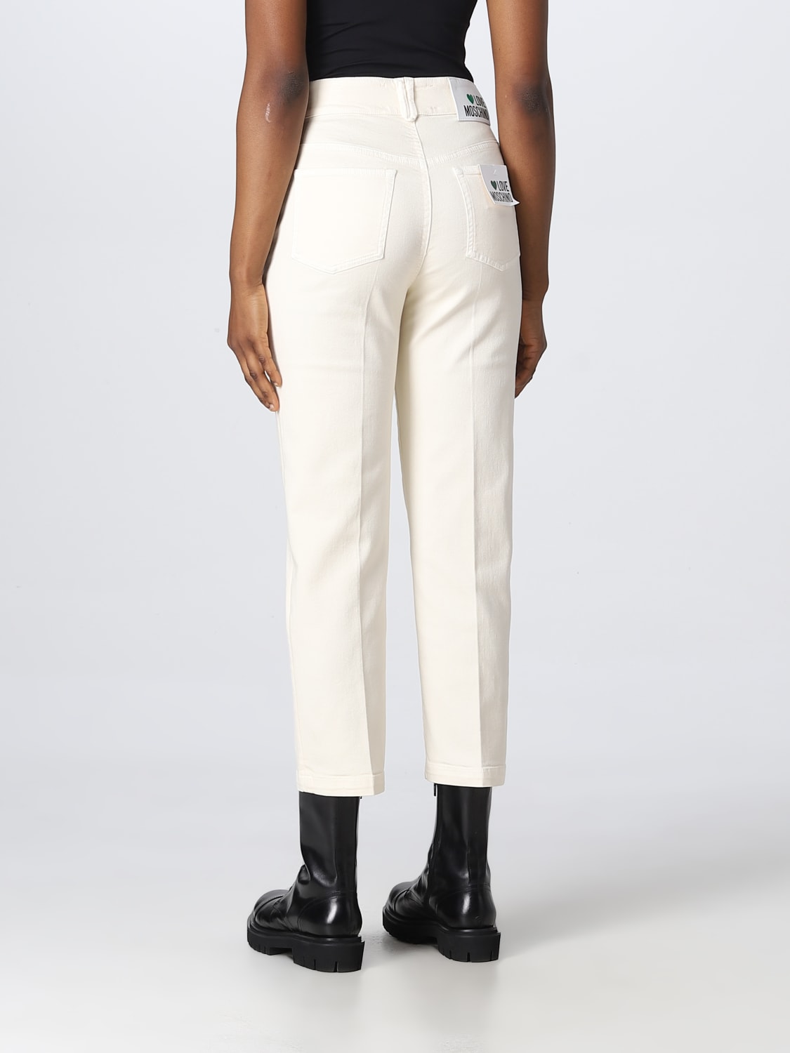 LOVE MOSCHINO: Pants women - White | Love Moschino jeans