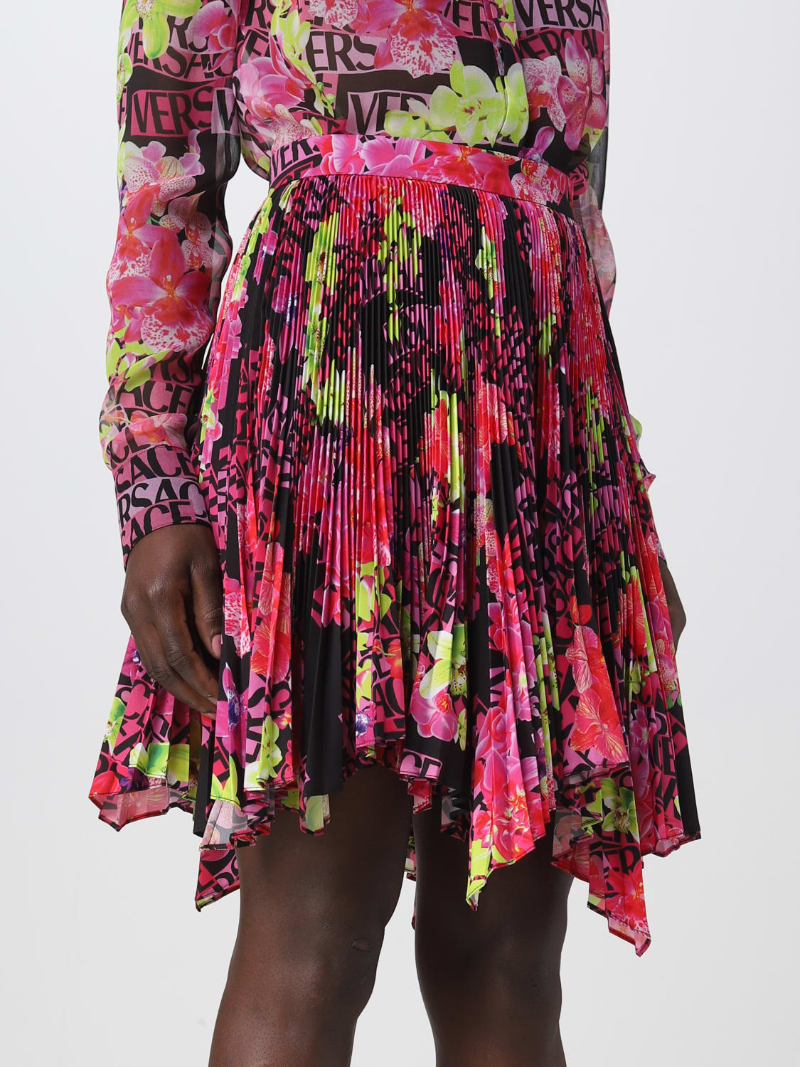 VERSACE SKIRT: Orchid Versace skirt in pleated fabric, Multicolor - Img 5