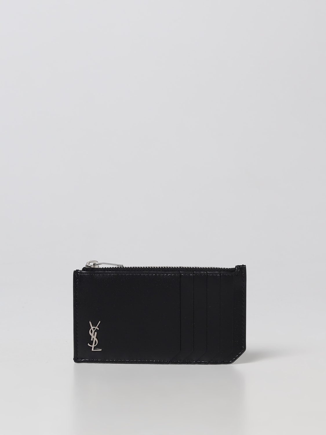 SAINT LAURENT WALLET: Saint Laurent Tiny Cassandre leather cardholder, Black - Img 1